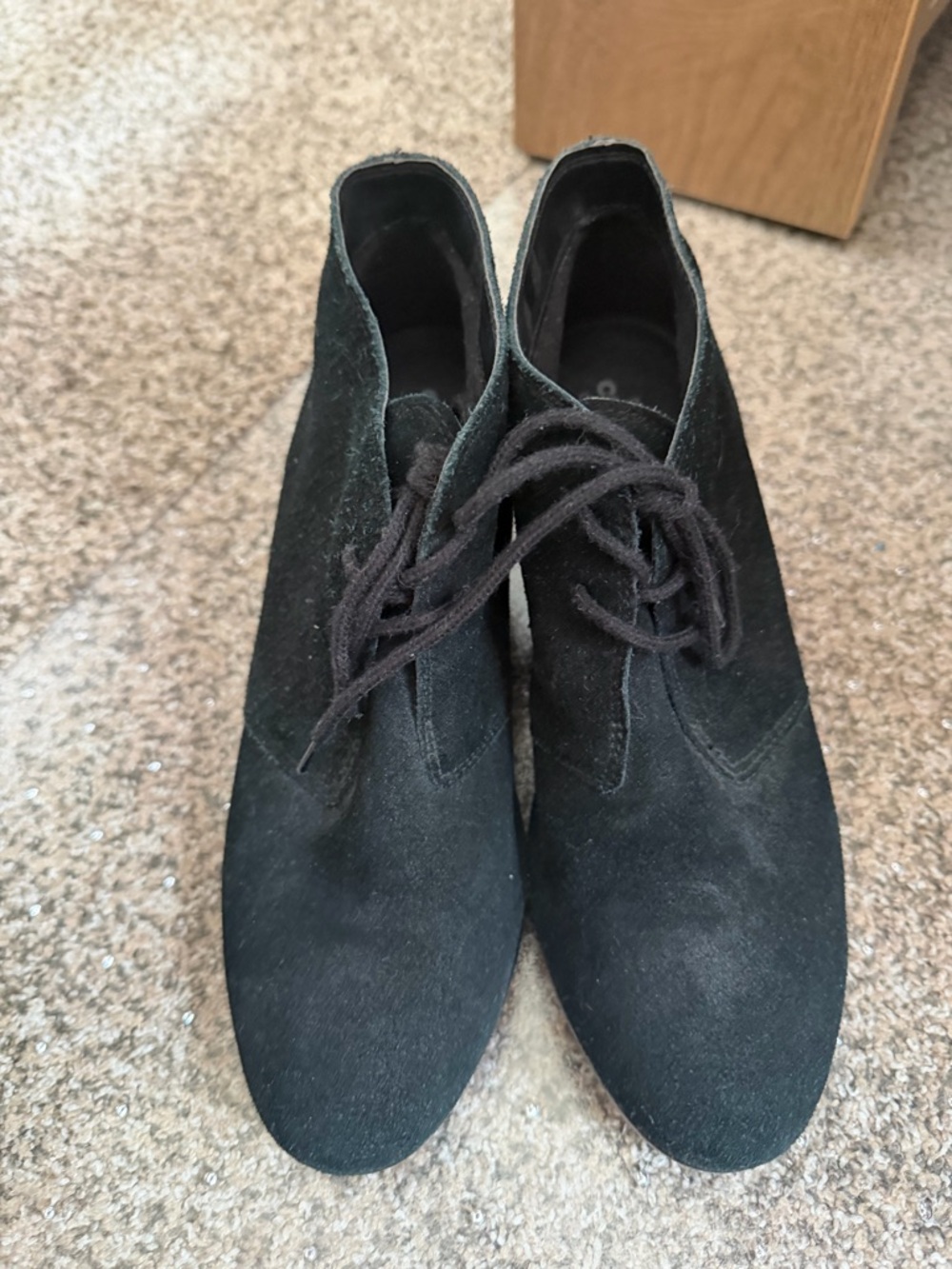 CROCS Black Suede Lace-Up Heeled Ankle Boots